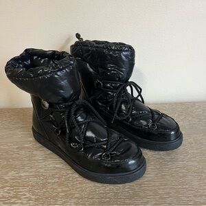 Moncler Glossy Black Quilted Winter Boots